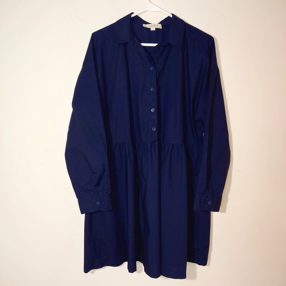 LOFT Swing Shirt Dress Size L  Navy Blue